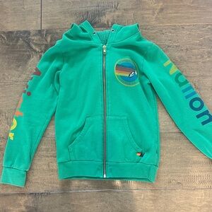 Aviator Nation Kids Green Hoodie with Rainbow Accents